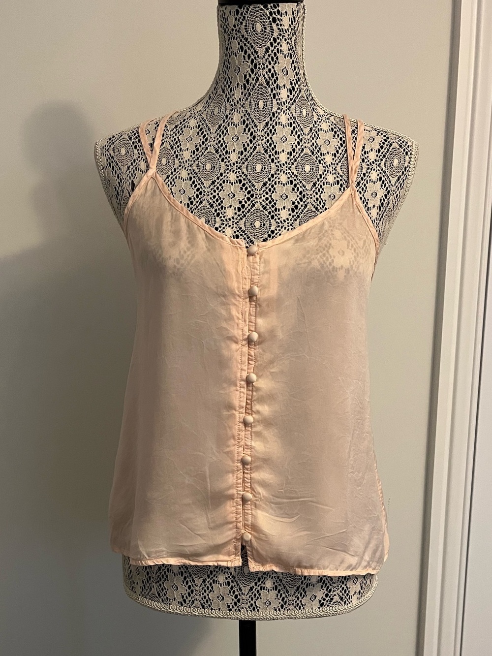 American Eagle Outfitters Pink Peach Button-Front Cami